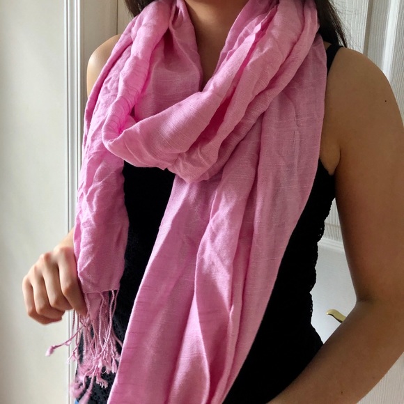 Anthropologie Accessories - Anthropologie Pink Tassel Hand Woven Scarf Shawl